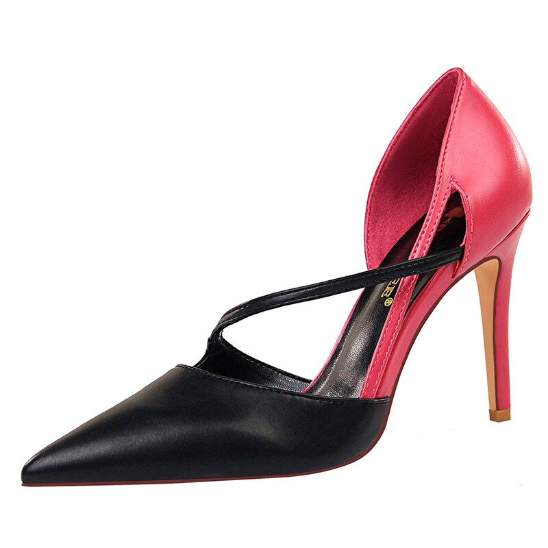 Black Red Thick Heels Women Pumps Summer Sexy Platform Dress Shoes New Brand Chunky Wedding Sandals Rhinestone Size 43