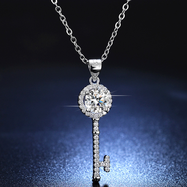 Key Moissanite necklace, collarbone chain Key Moissanite necklace, collarbone chain