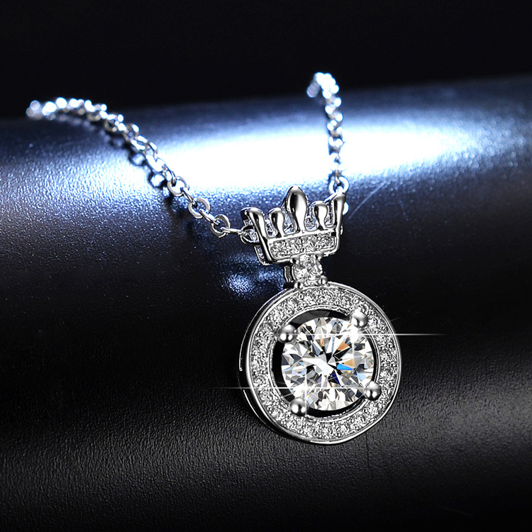 Crown Moissanite necklace, collarbone chain