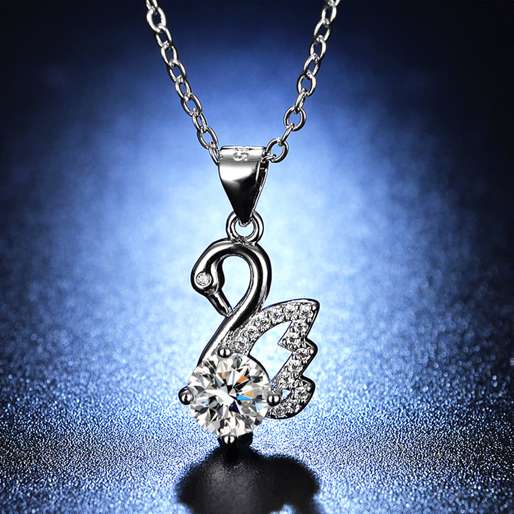 Swan Moissanite necklace, collarbone chain Swan Moissanite necklace, collarbone chain