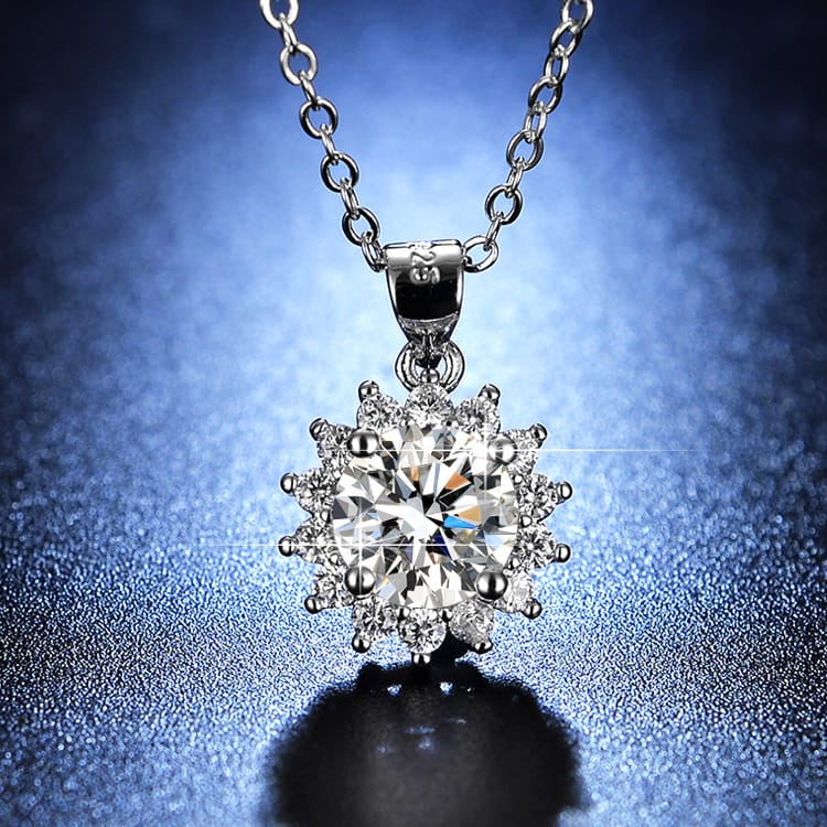 Sunflower Moissanite necklace, collarbone chain