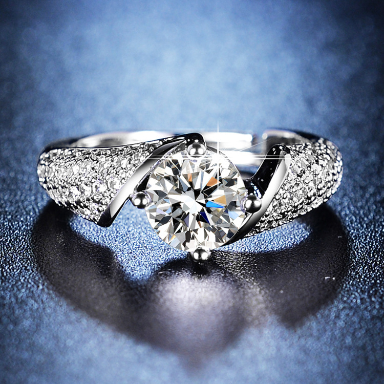 Imitation Mosan diamond eight heart eight arrow ring classic six claw wedding ring manufacturers supply