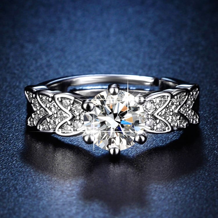 Y156 Imitation Mosan diamond eight heart eight arrow ring classic six claw wedding ring manufacturers supply