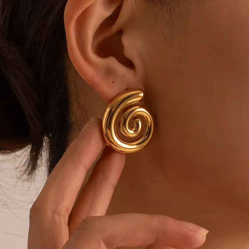 CARLIDANA New Rotary Classic Simple Geometric 18K Gold Plated Stud Earrings Stainless Steel Fashion Women's Earrings Jewelry