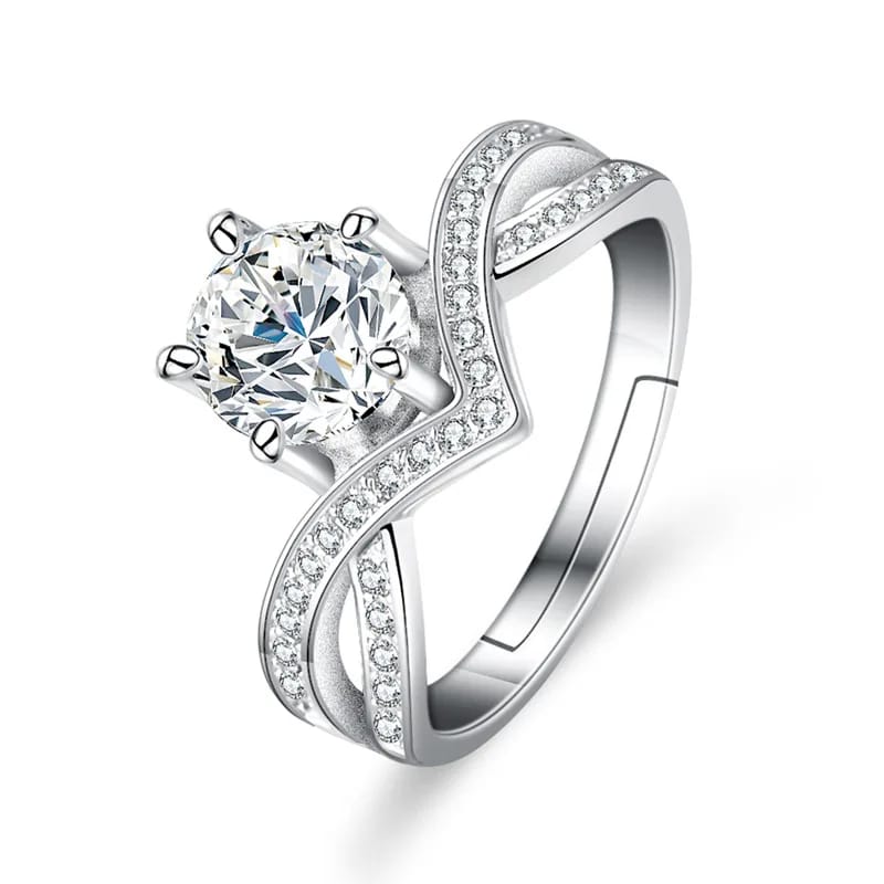 Y144 Imitation Mosan diamond eight heart eight arrow ring classic six claw wedding ring manufacturers supply