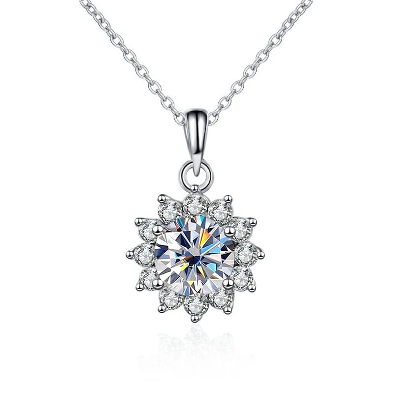 Sunflower Moissanite necklace, collarbone chain