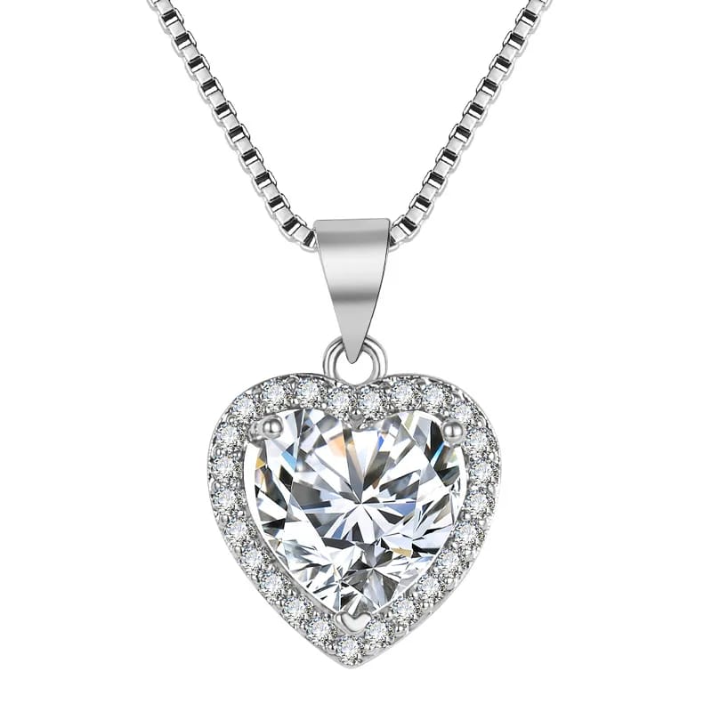 Heart necklace Moissanite necklace, collarbone chain
