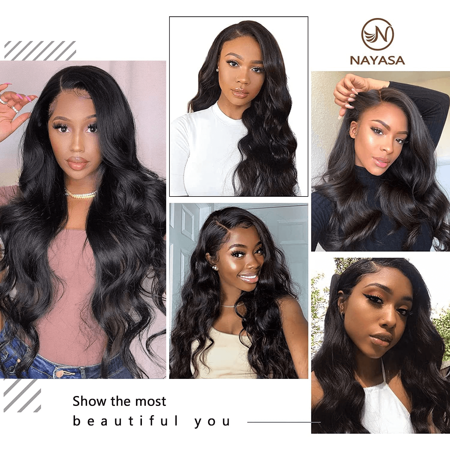 Long Black Wavy Wigs for Women Side Part Black Wig Natural Looking Synthetic Heat Resistant Fiber Wigs Hair for Daily Party Use