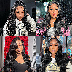 13x6 Body Wave Lace Front Wigs Human Hair 180% Density 13x6 HD Transparent Frontal Wigs Human Hair for Women Pre Plucked Body Wave Glueless Wigs Human Hair with Baby Hair Brazilian Virgin Wigs 24 Inch
