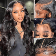 13x6 Body Wave Lace Front Wigs Human Hair 180% Density 13x6 HD Transparent Frontal Wigs Human Hair for Women Pre Plucked Body Wave Glueless Wigs Human Hair with Baby Hair Brazilian Virgin Wigs 24 Inch