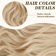 Blonde Wigs with Bangs Long Wavy Curly Ombre Blonde Wig Natural Looking Synthetic Heat Resistant Hair Wigs for Daily Party Wig 26 Inches