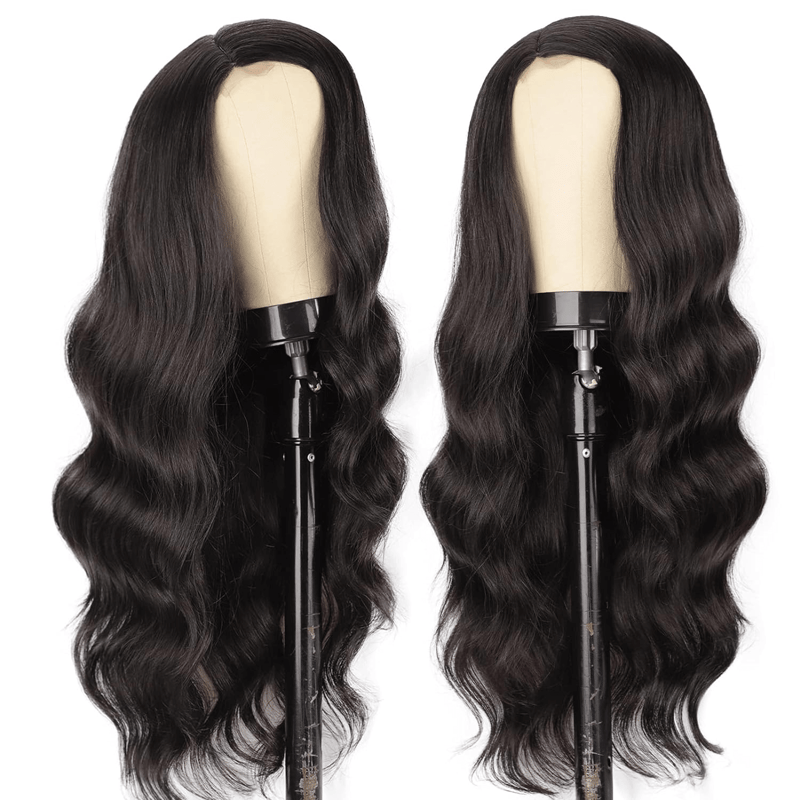Long Black Wavy Wigs for Women Side Part Black Wig Natural Looking Synthetic Heat Resistant Fiber Wigs Hair for Daily Party Use