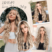 Blonde Long Wavy Wig for Women, Body Wave 26
