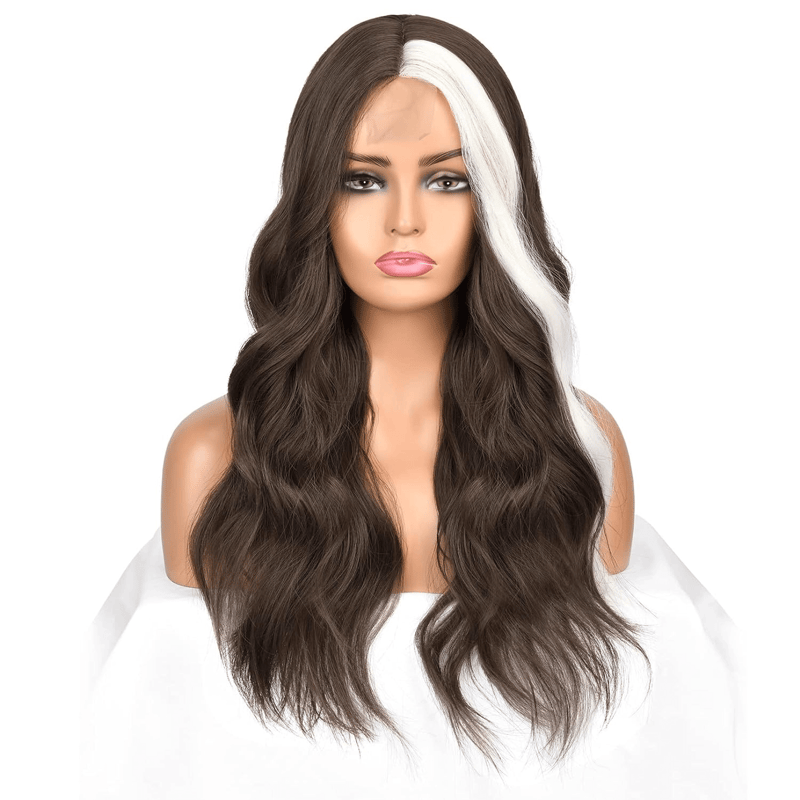 Brown Hair with White Strunk Stripe