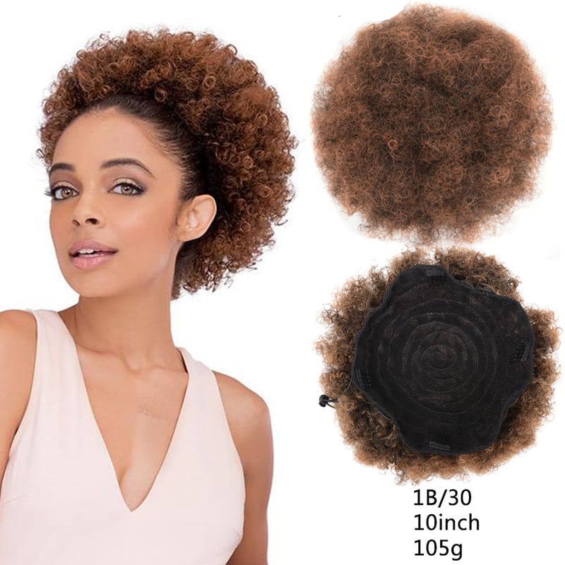 Hair wig with large flower bud fluffy head cover