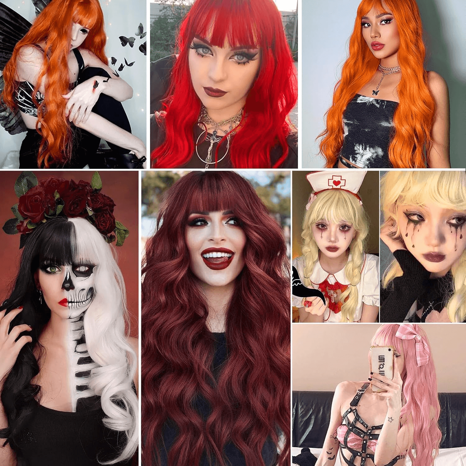 Awahair Pink Wig with Bangs Pink Wig for Women Synthetic 30 Inch Long Wavy Wigs Halloween Cosplay Wig Daily Party Use (Pink,30 Inch)