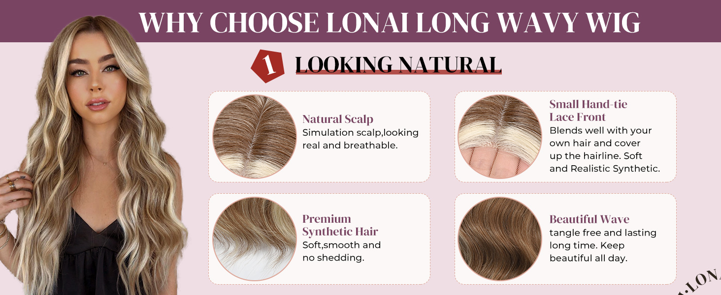 Blonde Long Wavy Wig for Women, Body Wave 26 Synthetic Hair Small WIG003 Small Lace Front Wig for Daily Use Halloween Party-Blonde