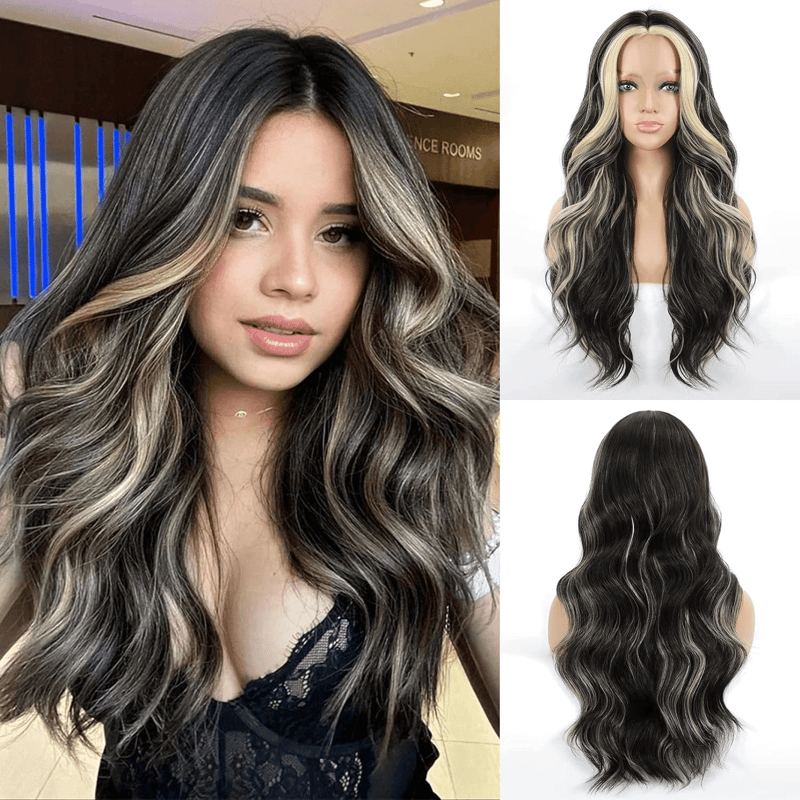 Black Brown with Blonde Highlights