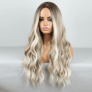 Ombre Strawberry Blonde Wig Long Wavy Wigs For Women Middle Part Wavy Wigs Synthetic Heat Resistant Party Wigs Natural looking