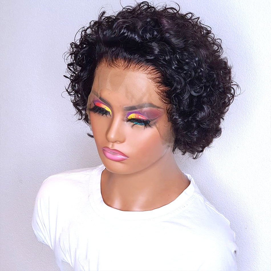 Small curly wig, wig for women, short curly hair, human hair, headband, lace wig