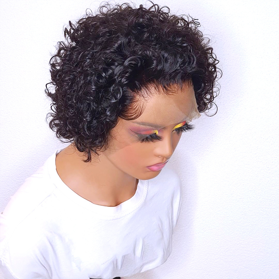 Small curly wig, wig for women, short curly hair, human hair, headband, lace wig