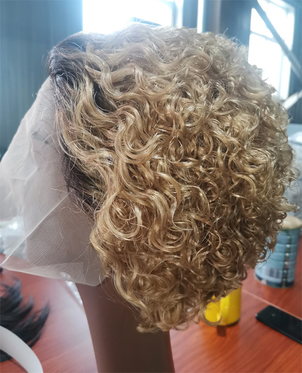 Small curly wig, wig for women, short curly hair, human hair, headband, lace wig
