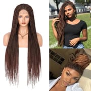 Lace braid wig wig women's long straight hair synthetic fiber headband