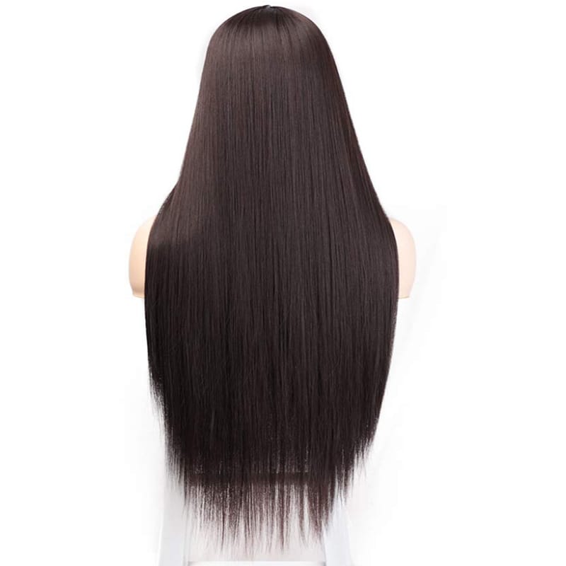 Women's medium length straight hair wig mechanism rose mesh synthetic fiber headgear