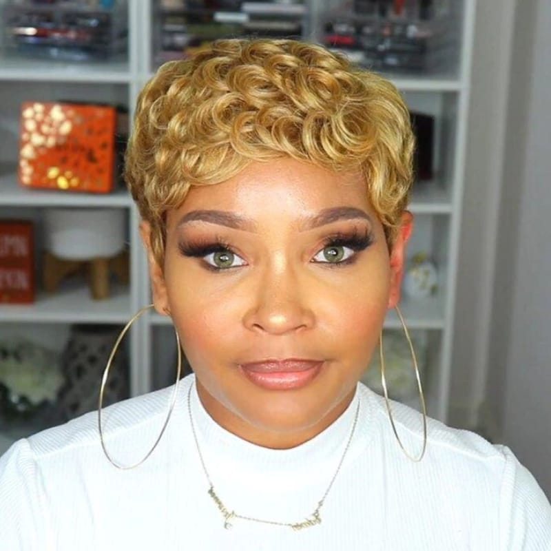 wig short hair, hand wrapped synthetic fiber wig headband