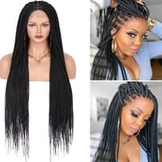 Lace braid wig wig women's long straight hair synthetic fiber headband