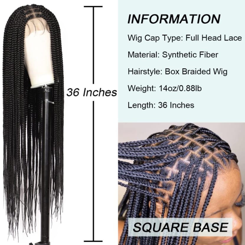 Lace braid wig wig women's long straight hair synthetic fiber headband