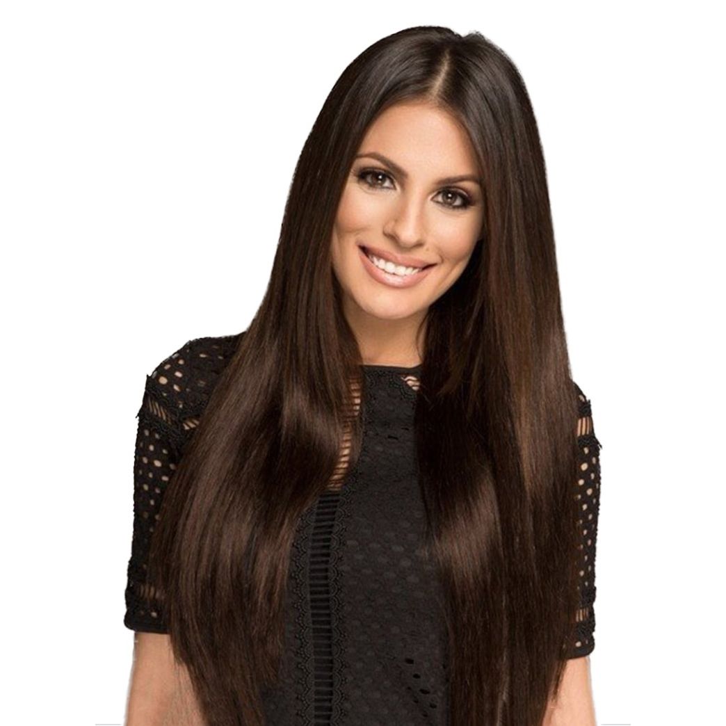Women's medium length straight hair wig mechanism rose mesh synthetic fiber headgear