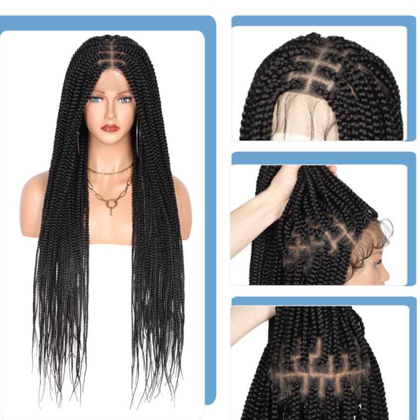 Lace braid wig wig women's long straight hair synthetic fiber headband