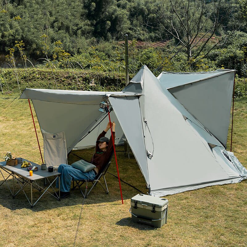 New Pyramid Tent With Snow Skirt Waterproof Camping Teepee With A Chimney Hole For Cooking Travel Tent PU3000