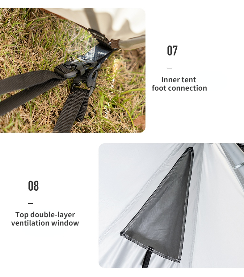 Nature Hike Camping Tent Pyramid Extra Thick with Snow Skirt Windproof Beach Tent Oxford Version Camping Equipment 1 Sold