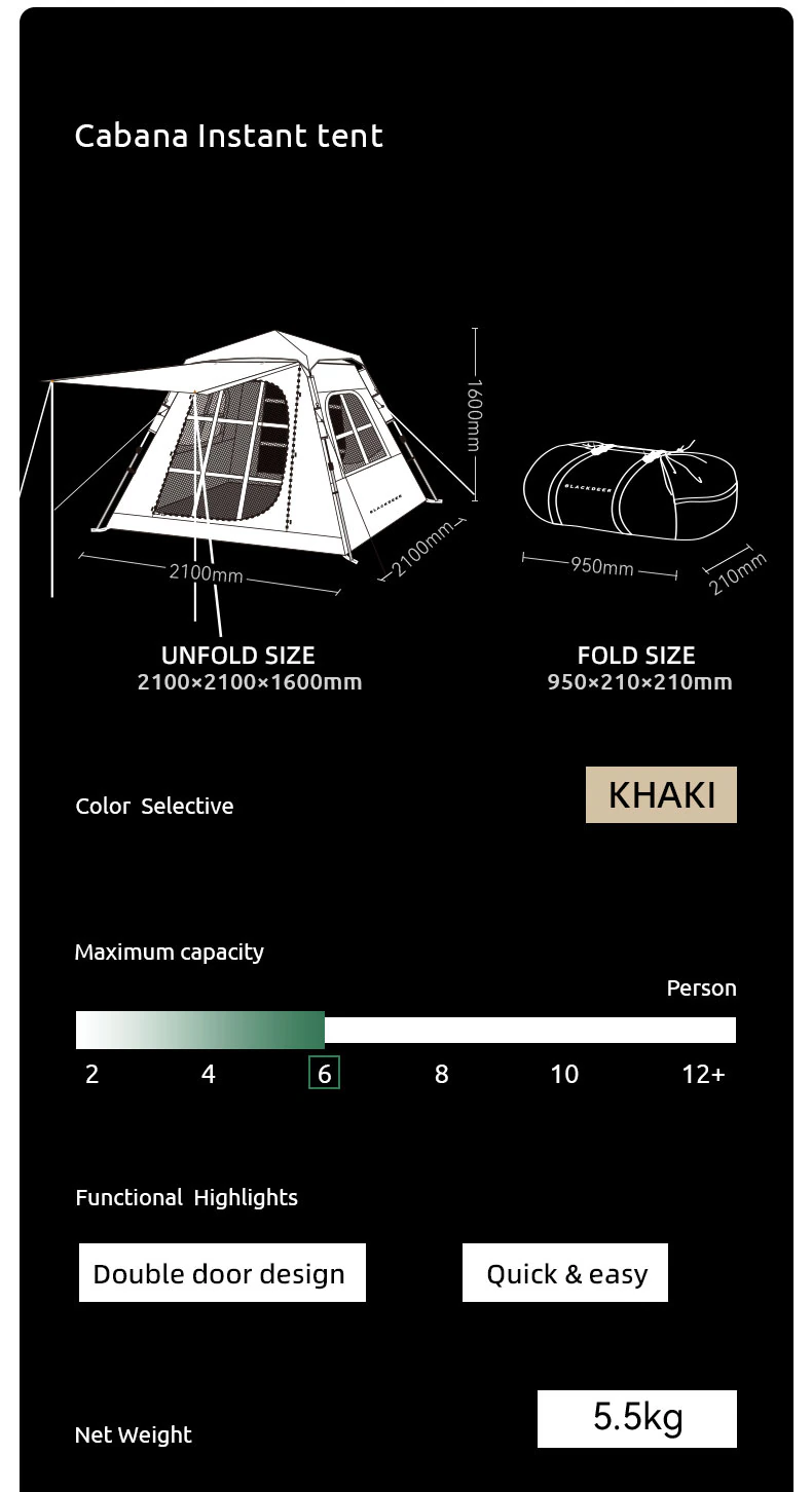 Automatic Tent 3-4 Person Camping Tent,Easy Instant Se tup Portable Backpacking for Sun Shelter,Travelling
