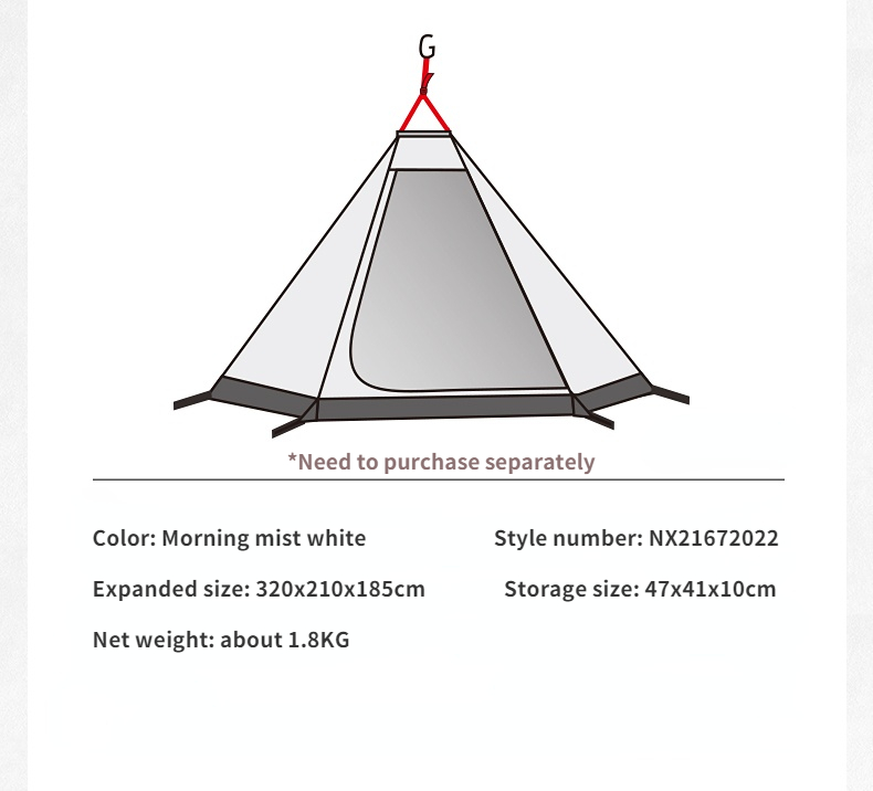 Nature Hike Camping Tent Pyramid Extra Thick with Snow Skirt Windproof Beach Tent Oxford Version Camping Equipment 1 Sold
