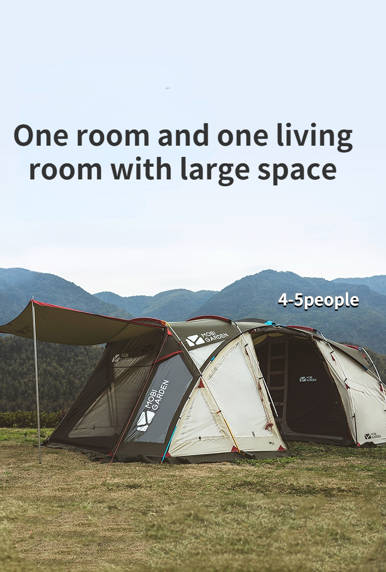 Nature Hike Outdoor Camping Tent Travel Windproof Rain Proof Double-Decker 4-5 person Super Space Camping Equipment