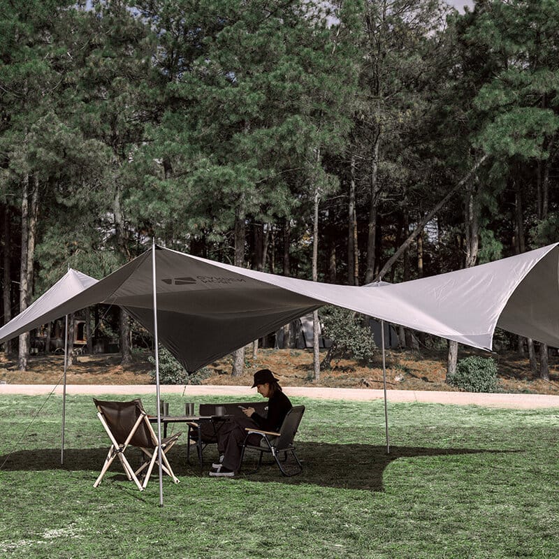 Canopy Pergola Outdoor Family Camp Camping Rain-Proof Oversize Sunscreen Hanging Silver Large Canopy