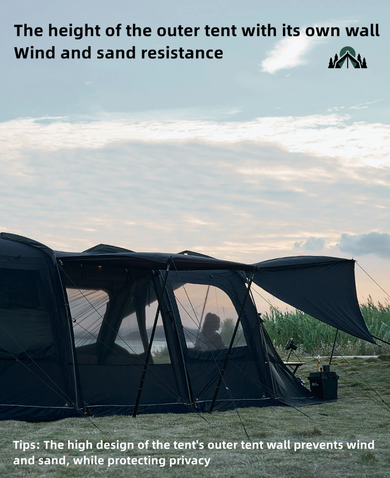 Outdoor Camping Tent Travel Camping Supplies Tunnel Double Layer LanSheng 4 (70D) Wide Space Black Four Seasons Tent Outdoor Camping Tent Travel Camping Supplies Tunnel Double Layer LanSheng 4 (70D) Wide Space Black Four Seasons Tent