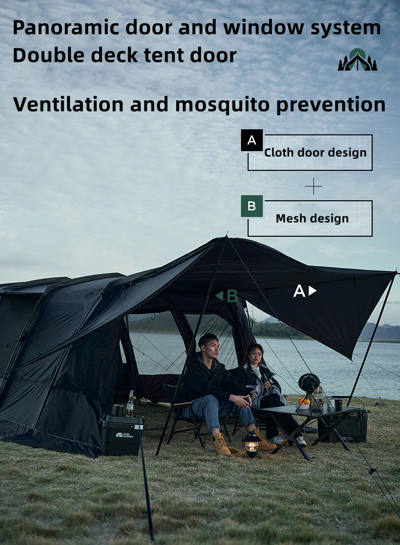 Outdoor Camping Tent Travel Camping Supplies Tunnel Double Layer LanSheng 4 (70D) Wide Space Black Four Seasons Tent Outdoor Camping Tent Travel Camping Supplies Tunnel Double Layer LanSheng 4 (70D) Wide Space Black Four Seasons Tent