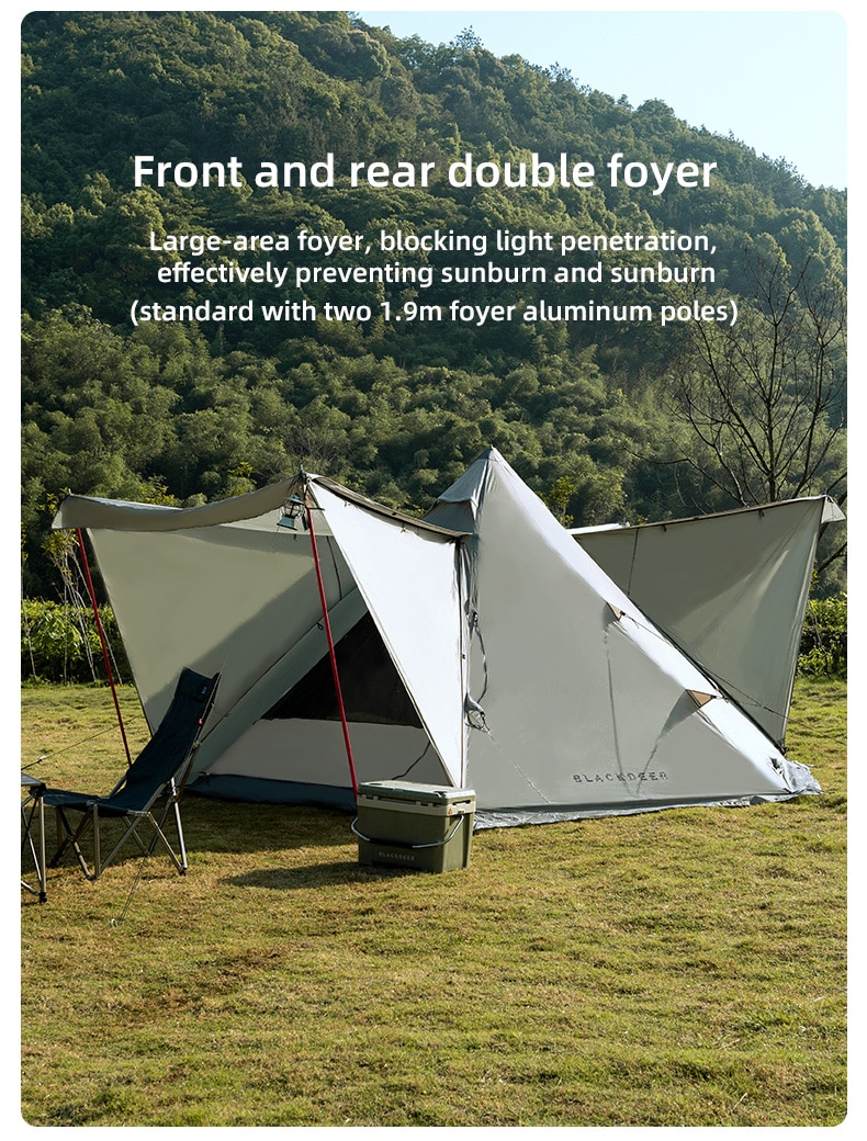 New Pyramid Tent With Snow Skirt Waterproof Camping Teepee With A Chimney Hole For Cooking Travel Tent PU3000