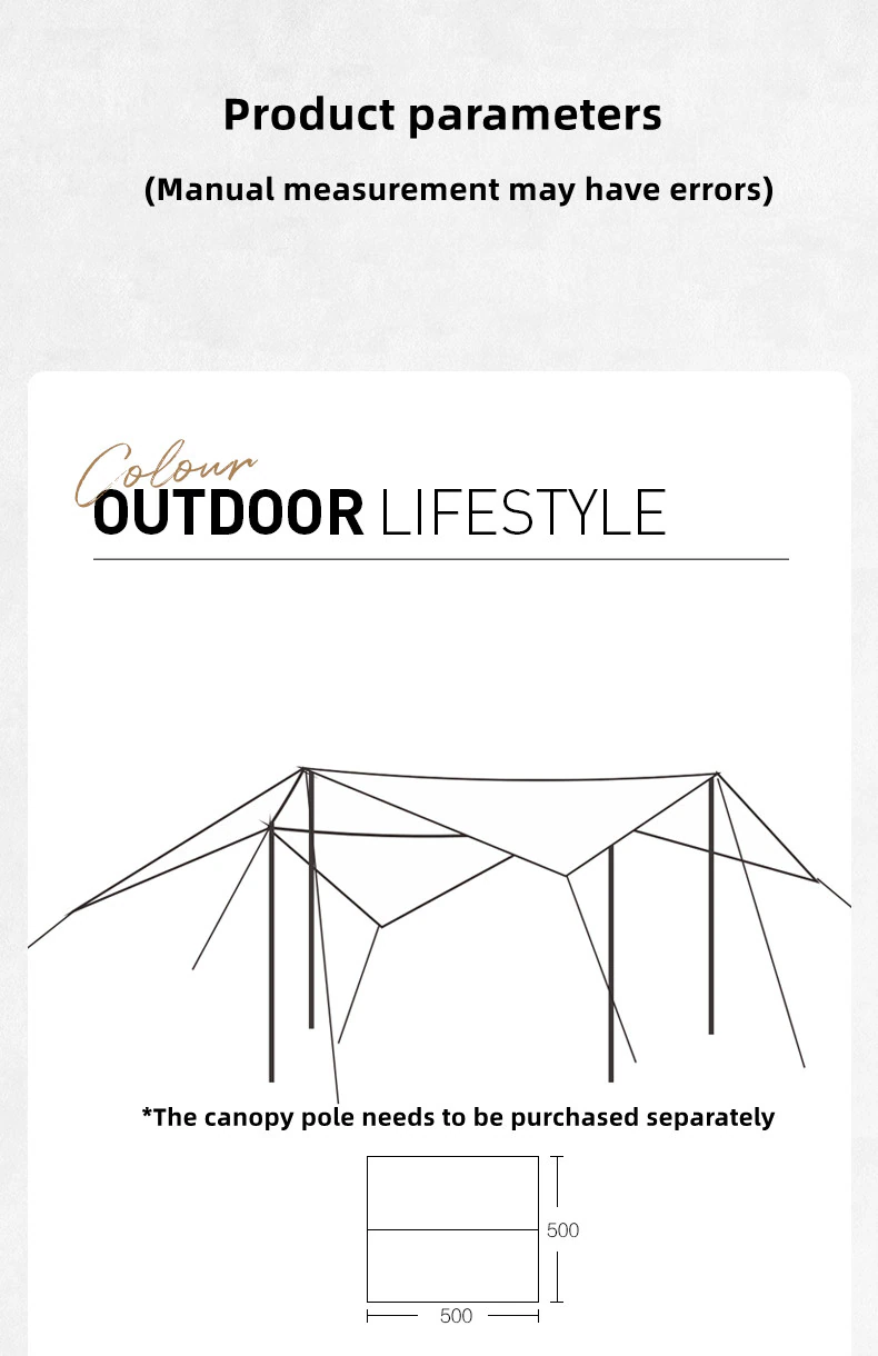 outdoor camping rain - proof sun - proof uv light luxury camping cotton large space canopy