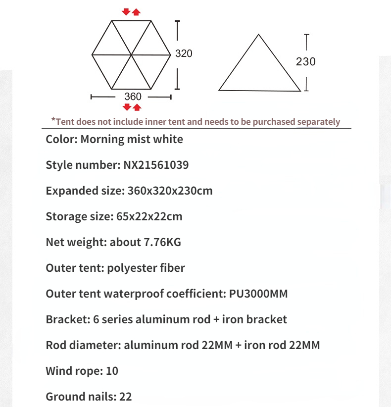 Nature Hike Camping Tent Pyramid Extra Thick with Snow Skirt Windproof Beach Tent Oxford Version Camping Equipment 1 Sold