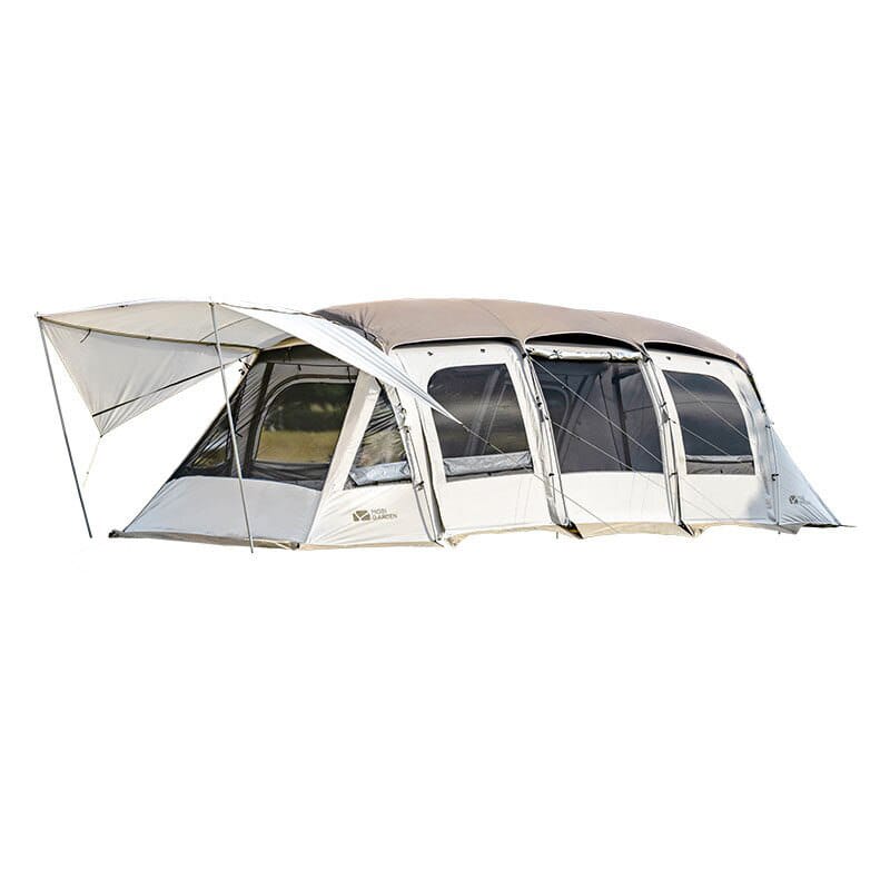Tent Camping Outdoor Camping Equipment Windproof and Rainproof Two Rooms One Hall Large Space Tunnel Tent LanSheng