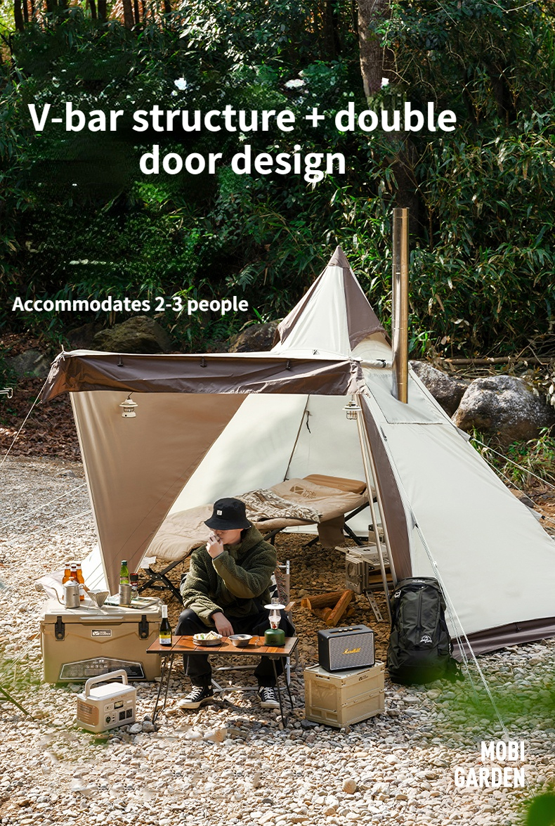 Nature Hike Camping Tent Pyramid Extra Thick with Snow Skirt Windproof Beach Tent Oxford Version Camping Equipment 1 Sold