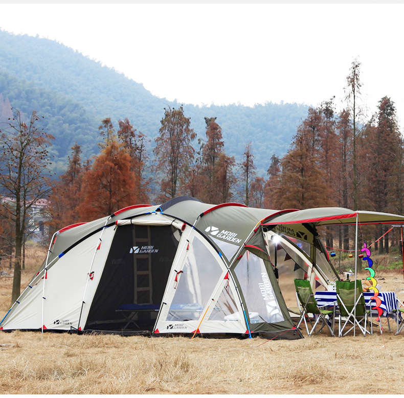 Nature Hike Outdoor Camping Tent Travel Windproof Rain Proof Double-Decker 4-5 person Super Space Camping Equipment