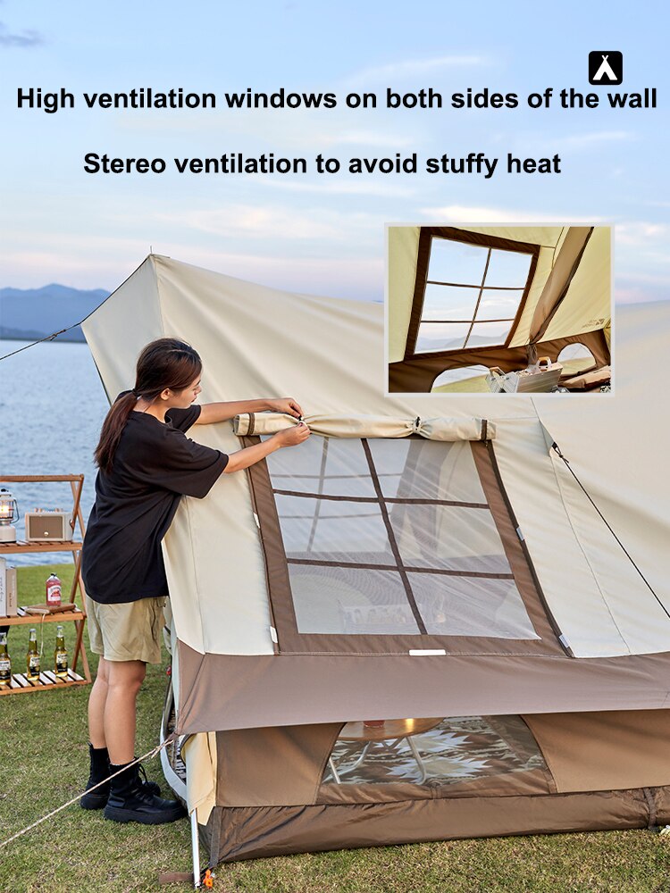 Tent Exquisite Camping Outdoor Portable Windproof And Rainproof Tent Large Window Cotton Ridge Tent Epoch 190