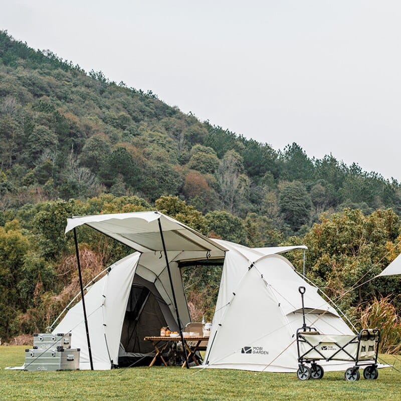 Nature Hike Camping Outdoor Equipment Portable Beach Two Rooms One Hall Four People Camping Tent Travel Equipment