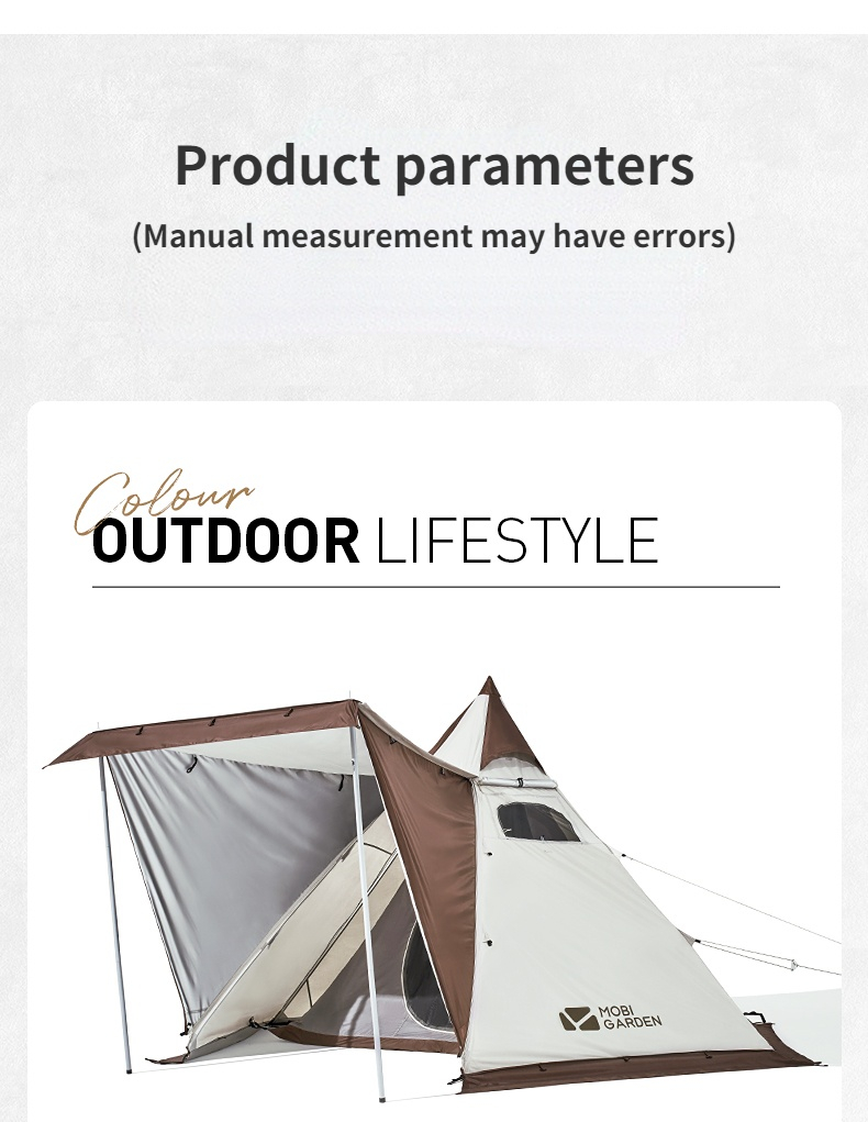 Nature Hike Camping Tent Pyramid Extra Thick with Snow Skirt Windproof Beach Tent Oxford Version Camping Equipment 1 Sold